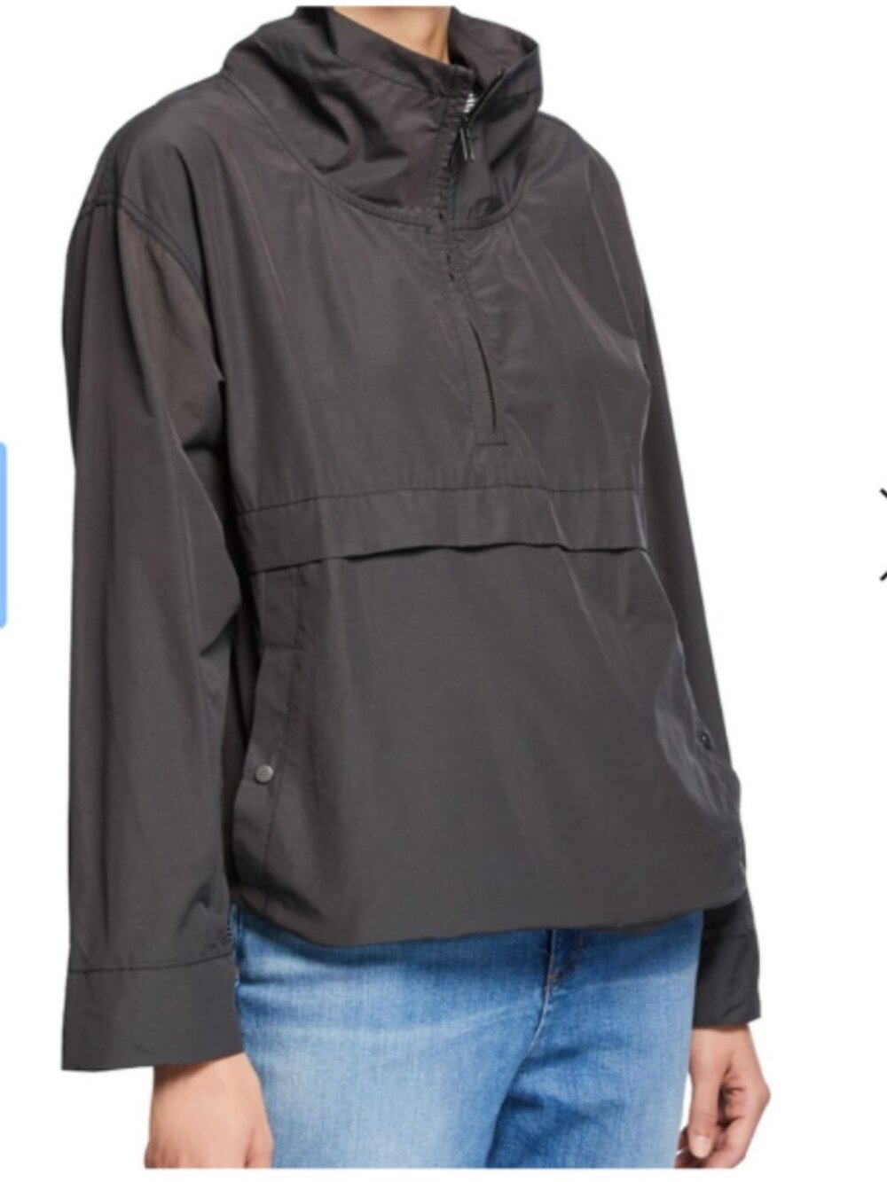 Eileen Fisher Anorak‎ Jacket Womens 2X Black Organic Cotton Nylon Quarter Zip